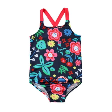 

Calsunbaby Newborn Baby Girls Flower One Piece Swimsuit Summer Bathing Suit Beachwear Swimwear Navy blue 3-4 Years