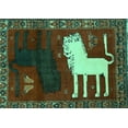 thumbnail image 1 of Ahgly Company Machine Washable Indoor Rectangle Animal Turquoise Blue Traditional Area Rugs, 2' x 5', 1 of 4
