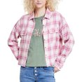 thumbnail image 1 of Lucky Brand Womens Cotton Plaid Fringe Button Up Shirt, brghtpink, M, 1 of 1