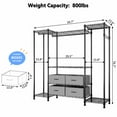 thumbnail image 3 of IVV Heavy Duty Wire Garment Rack with 2 Hanger Rods, 4 Fabric Drawers, and Storage Shelf, Freestanding Closet Wardrobe, Black, 54.7"L x 13.8"W x 76.7"H, 3 of 9