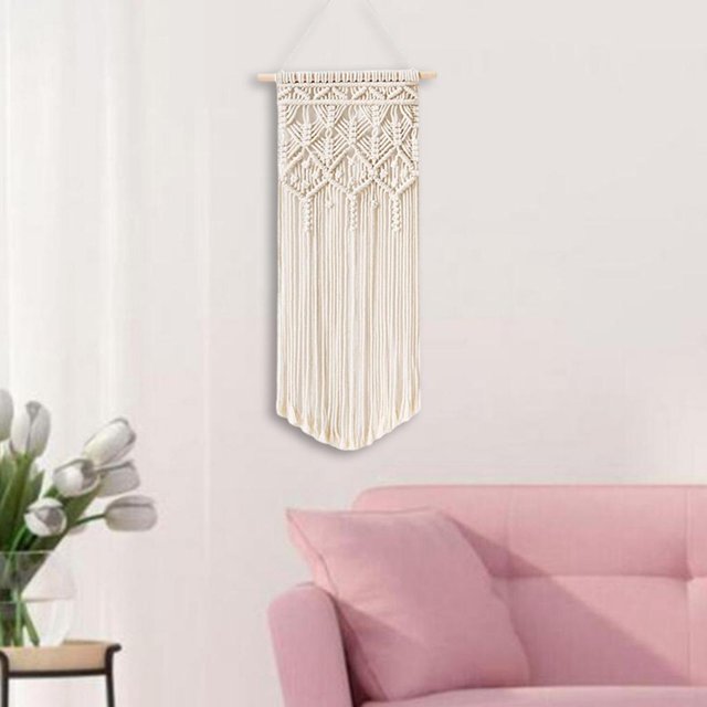 Macramé Tejido Colgante de Pared Bohemio ar Bohemio Elegante Decoración Artística Geométrica Tejida Hermosa Decoración de Dormitorio C Soledad Tapiz de macramé hecho a mano