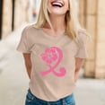 thumbnail image 2 of Cancer Shirts for Women Pink Ribbon Print Short Sleeve Tees Summer Casual Fight Cancer Crew Neck Tops, 2 of 4