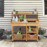 Renwick Wood Potting Bench with Removable Sink - Natural Finish