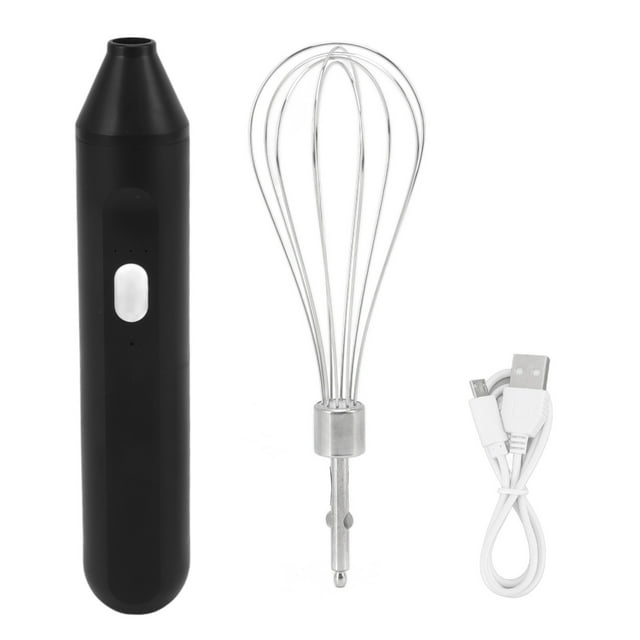 Mélangeur à Main Sans Fil électrique, Batteur à œufs électrique, Chargeur USB, Mousseur à Lait, Mélangeur De Boissons Portable Sans Fil Avec Fouet En Acier Inoxydable(Noir)