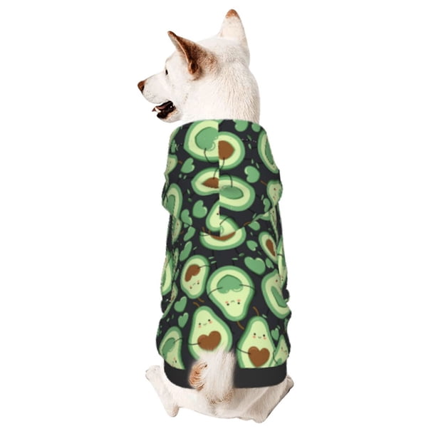 Fotbe Avocado Heart Sudadera con Estampado para Perros Pequeños – Suéter con Capucha para Mascotas, Tela Suave de Forro Polar con Bolsillo-XX-Large