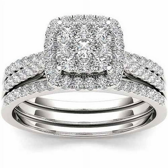 1 Carat T.W. Diamond 10kt White Gold Single Halo Engagement Ring Set