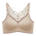 thumbnail image 1 of B91xZ Comfort Cushion Strap Wirefree Full Coverage Large Bust Non-Padded Bra Seamless Rib Triangle Bralette,Beige 5XL, 1 of 5