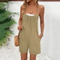 thumbnail image 4 of Sokhug Spaghetti Strap Romper for Women Sleeveless Casual with Side Pockets Loose Fit Summer Solid Color Jumpsuit Shorts, 4 of 6