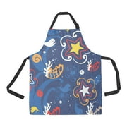 ASHLEIGH Kitchen Aprons Sea s Star Whale Adjustable Bib Apron with Pockets for Women Men