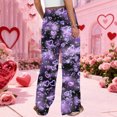 thumbnail image 6 of LWavelet Soft Fabric Bow Polka Dot Wide Leg Pants Women Daily Casual Wear Purple XXL, 6 of 6