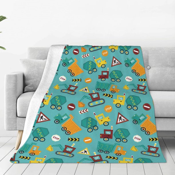 Balery Trucks And Excavators Manta de Felpa Suave y Acogedora – Cobija de Franela Aterciopelada para Cama, Lavable y Cálida para Sofá, Mascotas, Transpirable-80"x60"