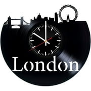 London Art Vinyl Record Wall Clock - Get Unique Bedroom or livingroom Wall Decor - Gift Ideas for Boys and Girls Perfect Element of The Interior Unique Art