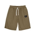 thumbnail image 5 of Bbyeadc Men's Shorts Waffle Knit Drawstring Shorts Mid Waist Solid Color Breathable Bottoms for Beach Vacation with Pocket,Brown (Medium), 5 of 5