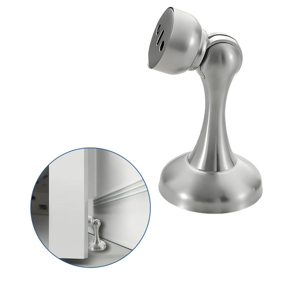 TALENO Door Stoppers for Bottom of Door,Anti-Collision Buffer Design Magnetic Door Stopper,Matching Screws Security Door Stopper,sliver