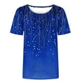 thumbnail image 4 of TKLPEHG Womens Dressy Tops Short Sleeve T Shirts Crew Neck Comfy Casual Loose Fashion Print Graphic Tee Summer Fashion Outfits (Blue,L), 4 of 4