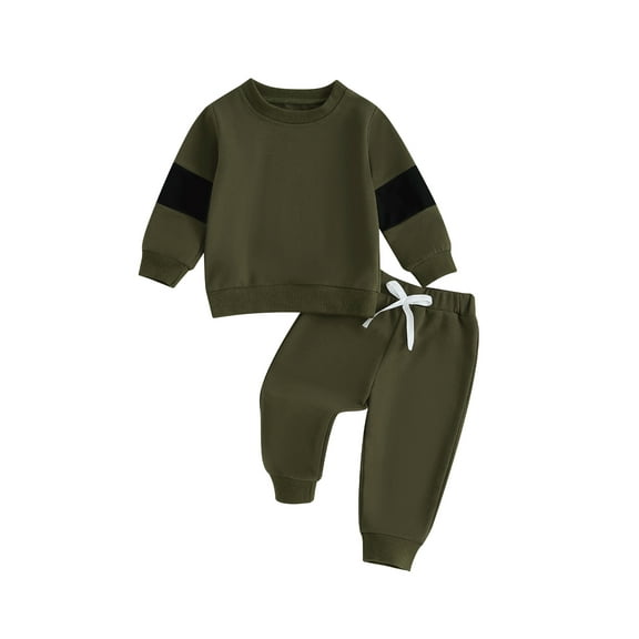 Bagilaanoe 2PCS Newborn Baby Boy Long Pants Set Contrast Color Long Sleeve Sweatshirt Pullover Tops Drawstring Sweatpants 3M 6M 9M 12M 18M Infant Casual Sweatsuits