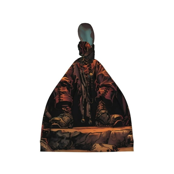 Balery Dark Skull King Throne Pattern Baby Beanie, Knotted Baby Hat, Infant Hat, Newborn Beanie, Adjustable Beanie, Baby Cap, Newborn Headwear