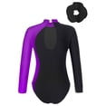thumbnail image 2 of YONGHS Kids Girls Shiny Long Sleeve Gymnastic Leotard Unitard Biketard Bodysuit with Hair Band Set Purple 12, 2 of 5