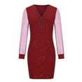 thumbnail image 4 of FAVIPT Plus Size Sparkly Dresses for Curvy Women Long Sleeve V Neck Plain Midi Dress Glitter Sequin formal Dresses Casual Fashion Summer 2025 Red,L, 4 of 6