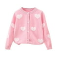 thumbnail image 2 of ZHOGXU Big Kids Girls Cardigan Long Sleeve Knit Open Front Buttons Love Heart Print Warm Comfortable Sweater Top For Daily Wear Pink 2-3 Years, 2 of 7