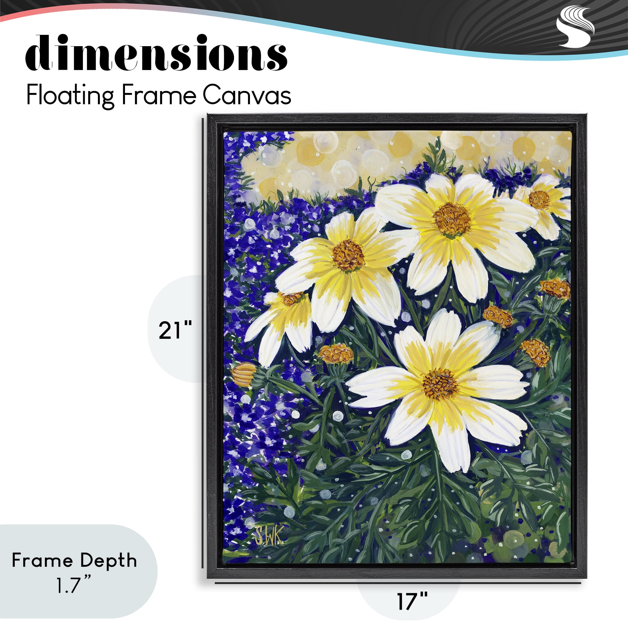 Stupell Industries Summer Garden Cosmos Black Framed Floater Canvas Wall Art, design by Sarah Waldron Kimball