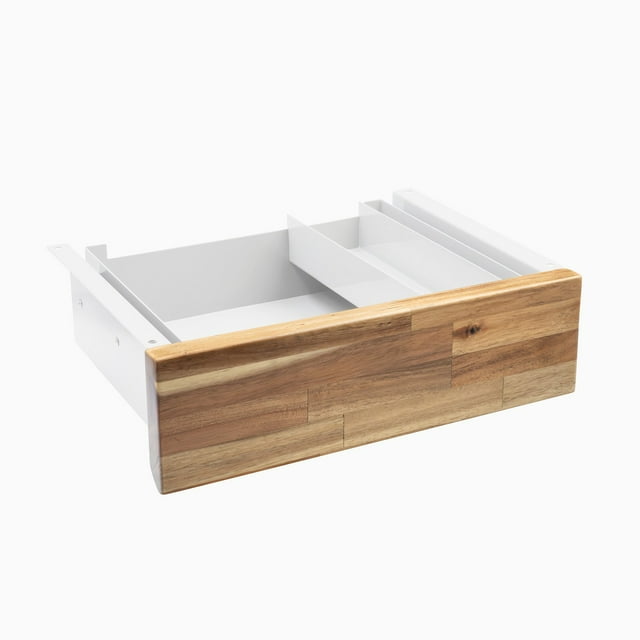 Desky Tiroir Minimal sous le Bureau - Acacia Bois Tendre / Blanc