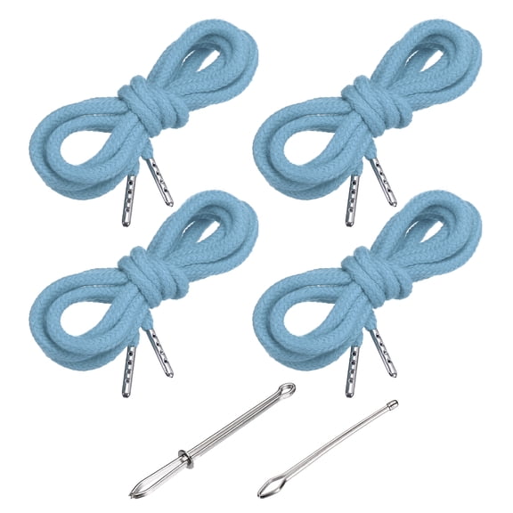 Uxcell 51 Inch Drawstring Cords, 4pcs Replacement Draw Strings with 2pcs Easy Threaders for Shorts Pants Jackets Coats Sweatpants Hoodie, Sky Blue