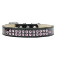 thumbnail image 1 of Two Row Light Pink Crystal Size 16 Black Ice Cream Dog Collar, 1 of 1