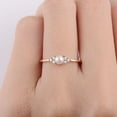 thumbnail image 2 of Women Pearl Ring 18K Rose Gold Plated Geometric Copper Ring Korean Fashion Jewelry Gift White Elegant Ringlets, 2 of 6