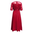 thumbnail image 5 of HNMKIU Plus Size Floral Print Chiffon Dress Short Sleeve Loose Fit for Evening and Daily Dresses for Women Red,S, 5 of 5