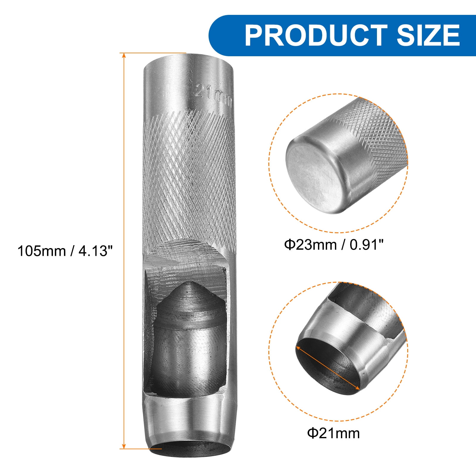 Uxcell 2pcs Leather Round Hole Punch, 21mm Hollow Hole Puncher Cutter Carbon Steel Tool