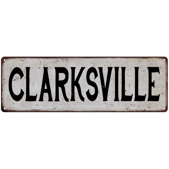 CLARKSVILLE Vintage Look Rustic Metal 6x18 Sign City State 206180041318