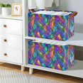 thumbnail image 2 of Yayeee Foldable Storage Basket for Shelves Waterproof Cloth Bins with Handles, Vibrant Stained Glass Pattern, 2 of 7