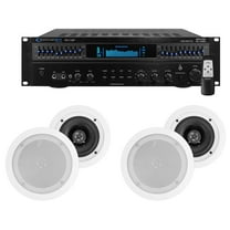 Technical Pro Home Theater Amplifier Receiver (4) 5.25" White Ceiling Speakers