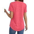 thumbnail image 3 of MOSHU Deep V Neck Womens Tops Curved Hem Shirts for Women Fashion Trendy Blouses Casual Loose Fit Tees Tops, 3 of 8