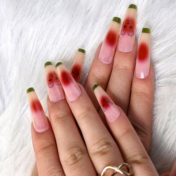 Uñas postizas, uñas postizas, regalos para mujeres, 24 parches para uñas postizas, productos para uñas usables, pegatinas removibles con pegamento de 1 ml.