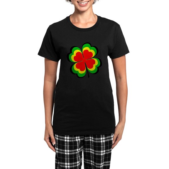 CafePress - Lucky Irish Rasta Women's Dark Pajamas - Women's Short Sleeve Print T-Shirt and Pants Dark Cotton Pajama Set