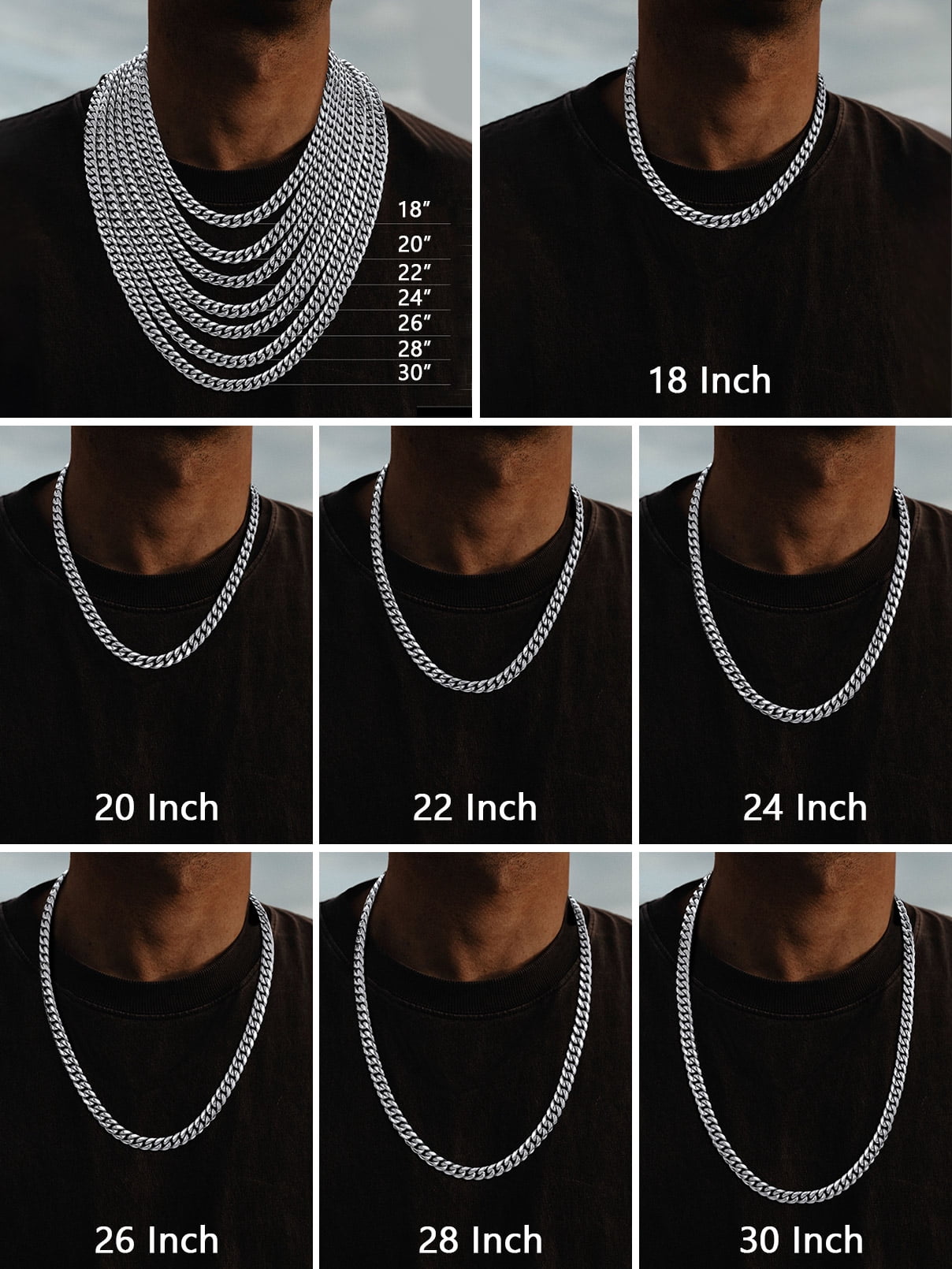 FaithHeart Chunky Miami Cuban Link Chain Men Necklace Stainless Steel Hip Hop Chains Necklaces 10mm Width 30 Inches Length Jewelry with Gift Box for Dad Son Father's Day