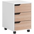 thumbnail image 1 of 3 Drawer File Cabinet, Mobile Vertical Filing Cabinet with Wheels, Printer Stand with Storage for Home Office, Oak, 1 of 7