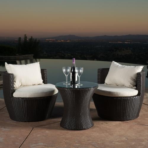 Temecula Brown Wicker 3-Piece Chat Set by GDF Studio
