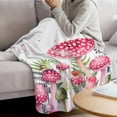 thumbnail image 3 of Mushroom Blanket Soft Cozy Warm Throw Blanket for Couch, Plush Fuzzy Flannel Fleece Blankets for Sofa, Pink Butterfly Rustic Botanical Leaf Bed Blankets Lightweight Gifts for Women, 50"x60", 3 of 9