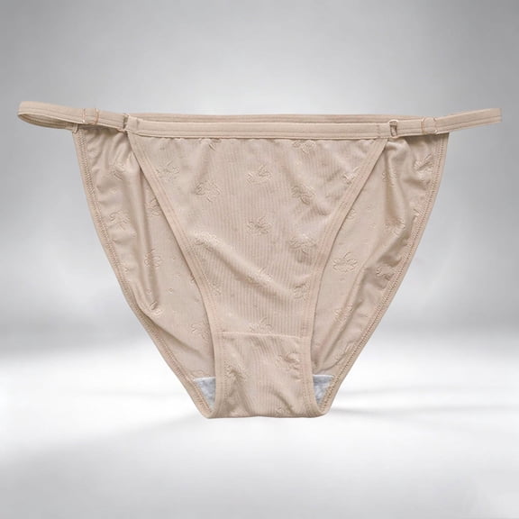 SAKMAL Womens Cotton Underwear Low Rise High Cut Organic Cotton Adjustable String Soft Womens Bikini Panties L