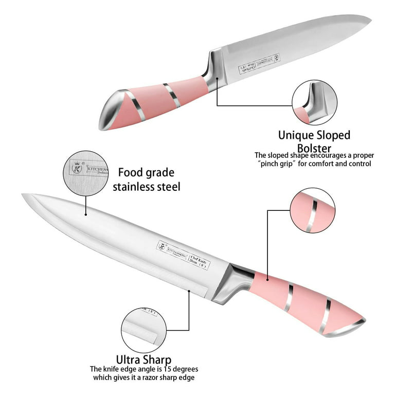 Kitchen practical sharp knife set Pink stainless steel chef's