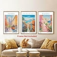 thumbnail image 4 of Hieng Vintage Travel Wall Art Canvas Italy Venice Amalfi Coast Pictures Set of 3 Blue Beach Posters Europe Landscape Painting Italian Decor Prints Living Room Bedroom Bathroom 16"x24" Framed, 4 of 5