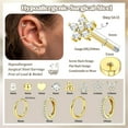 thumbnail image 4 of LAURITAMI Hypoallergenic Gold Stud Hoop Earrings for Women Men Surgical Stainless Steel Flat Back Earrings Small Gold Huggie Hoops Cartilage Earring Set for Multiple Piercing Jewelry Gifts for Women, 4 of 4