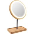 thumbnail image 1 of Espejo De Maquillaje Led Iluminado Espejo De Tocador con 3 Luces De Colores, Batería Recargable USB Inalámbrica, Rotación 360, Bandeja De Almacenamiento De Belleza De Madera De Bambú, Mesa, 1 of 5