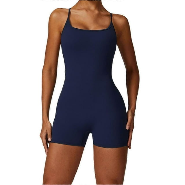 Jumpsuits for Women Tummy Control Backless One Piece Workout Jumpsuits Sleeveless V Back Scrunch Yoga Romper