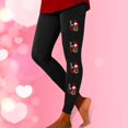thumbnail image 2 of Women Valentine's Day Leggings Casual Solid with Side Love Print Trousers Slim Elastic High Wais Stretch Long Boot Pants A-Black L, 2 of 5