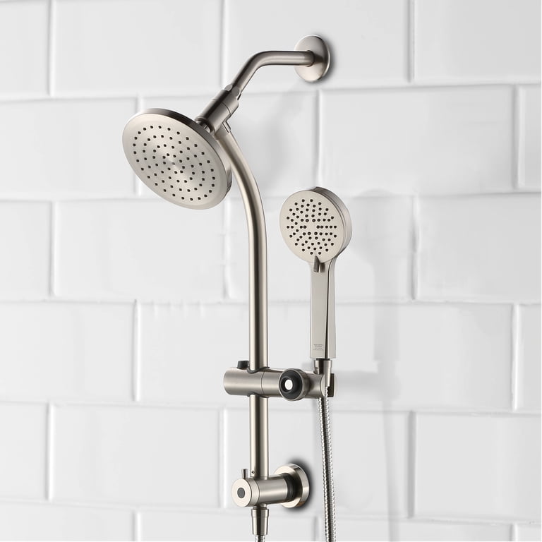 Shower Slide Bar & Handheld Shower Head Combo Kit - Brushed Nickel, 5-Function Spray, Adjustable Height, 59" Hose 5 thumbnail image