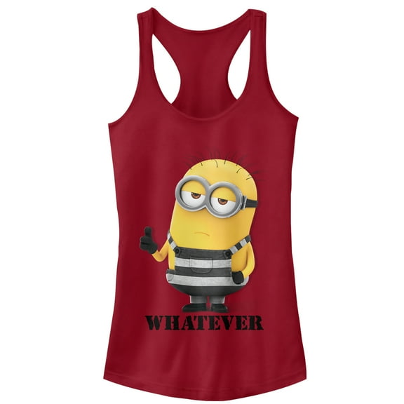 Junior's Despicable Me 3 Minion Whatever Prisoner Racerback Tank Top Scarlet Medium